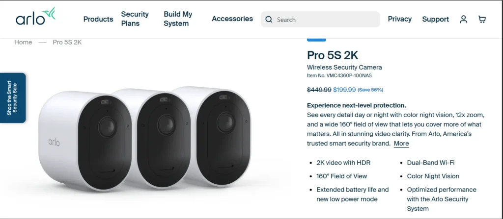 Arlo Pro 5S 2K - Home Security Camera