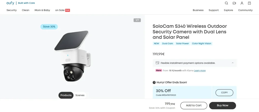 Eufy Security SoloCam S340 (Solar)
- Home Security Camera