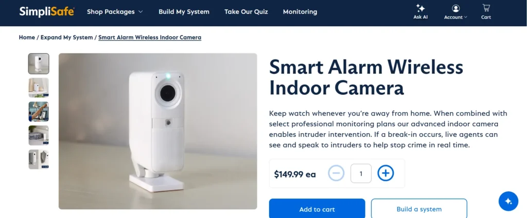 SimpliSafe Wireless Indoor Camera - Home Security Camera