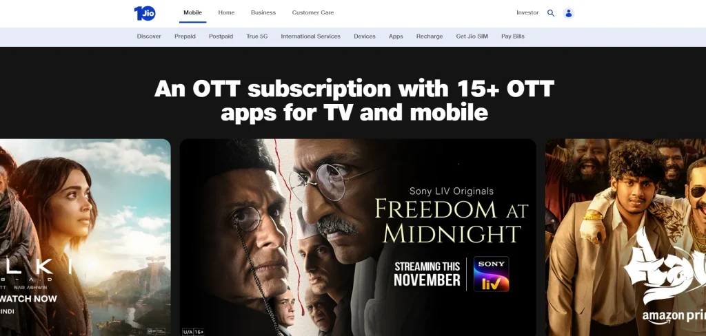 PikaShow Alternative- Jio OTT Bundles