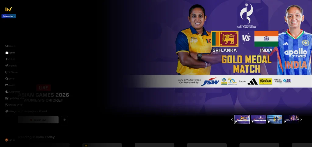 PikaShow Alternative- Sony LIV